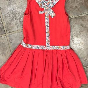 Pepa London. Size 6Y Coral (Orangish) Floral Collar, Trim Dress.